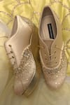 Buy_Shradha Hedau Footwear Couture_Gold Sequin Cutdana Embellished Sneaker Wedges _at_Aza_Fashions