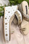 Shop_Shradha Hedau Footwear Couture_Gold Cut Work, Sequins, Stones Vine Embroidered Kolhapuri Wedges _at_Aza_Fashions