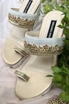 Shradha Hedau Footwear Couture_Gold Cut Work, Sequins, Stones Vine Embroidered Kolhapuri Wedges _Online_at_Aza_Fashions