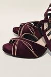 Shop_Shradha Hedau Footwear Couture_Wine Strappy Heels With Golden Edges _Online_at_Aza_Fashions