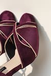 Shradha Hedau Footwear Couture_Wine Strappy Heels With Golden Edges _at_Aza_Fashions