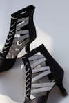 Shradha Hedau Footwear Couture_Black Glitter Sparkle Strap Peep-toe Boots _Online_at_Aza_Fashions