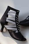 Shop_Shradha Hedau Footwear Couture_Black Glitter Sparkle Strap Peep-toe Boots _Online_at_Aza_Fashions