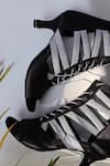 Shop_Shradha Hedau Footwear Couture_Black Glitter Sparkle Strap Peep-toe Boots _at_Aza_Fashions