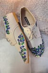 Buy_Shradha Hedau Footwear Couture_Beige Sequin Embroidered Sneakers _at_Aza_Fashions