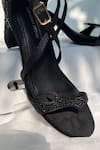 Shradha Hedau Footwear Couture_Black Beads Stone Embellished Block Heels _Online_at_Aza_Fashions