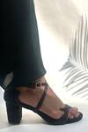 Shop_Shradha Hedau Footwear Couture_Black Beads Stone Embellished Block Heels _Online_at_Aza_Fashions