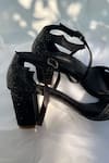 Shradha Hedau Footwear Couture_Black Beads Stone Embellished Block Heels _at_Aza_Fashions