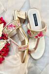 Buy Shradha Hedau Footwear Couture Gold Cut Work, Sequins, Embroidery Floral Block Heels at Aza Fashions Buy_Shradha Hedau Footwear Couture_Gold Cut Work, Sequins, Embroidery Floral Block Heels _at_Aza_Fashions