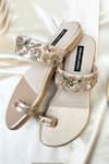 Shradha Hedau Footwear Couture_Gold Sequins, Beads Floral Vine Embroidered Kolhapuri Flats _Online_at_Aza_Fashions