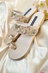 Shop_Shradha Hedau Footwear Couture_Gold Sequins, Beads Floral Vine Embroidered Kolhapuri Flats _at_Aza_Fashions