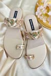 Buy_Shradha Hedau Footwear Couture_Gold Sequins, Beads Floral Vine Embroidered Kolhapuri Flats _Online_at_Aza_Fashions