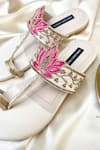 Shradha Hedau Footwear Couture_Beige Floral Motif Sequin Kolhapuri Flats _Online_at_Aza_Fashions
