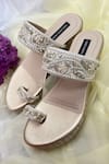 Shradha Hedau Footwear Couture_Gold Embroidery Floral Motif Wedges _Online_at_Aza_Fashions
