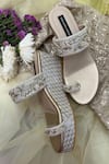 Shradha Hedau Footwear Couture_Gold Embroidery Floral Motif Wedges _at_Aza_Fashions