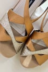 Shradha Hedau Footwear Couture_Gold Glitter And Silver Shimmer Strap Heels _Online_at_Aza_Fashions