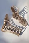 Shop_Shradha Hedau Footwear Couture_Gold Studs Gladiator Flats _at_Aza_Fashions