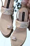 Shradha Hedau Footwear Couture_Gold Cut Work, Embroidery, Beads Strap Sandal Wedges _Online_at_Aza_Fashions