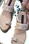 Shop_Shradha Hedau Footwear Couture_Gold Cut Work, Embroidery, Beads Strap Sandal Wedges _Online_at_Aza_Fashions