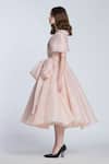 Gauri & Nainika_Beige Organza Shawl Neck Solid Midi Dress With Collar _Online_at_Aza_Fashions