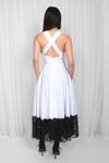 Leh Studios_White 100% Cotton And Viscose Lace V-neck Panel Midi Dress _Online_at_Aza_Fashions