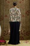 SVA by Sonam & Paras Modi_Blue Silk Embroidered Sequin Jacket Open Abstract And Draped Skirt Set _Online_at_Aza_Fashions