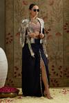 Buy_SVA by Sonam & Paras Modi_Blue Silk Embroidered Sequin Jacket Open Abstract And Draped Skirt Set _at_Aza_Fashions