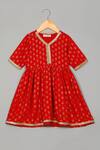 Shop_Saka Designs_Red Rayon Lace, Zari Floral Print Peplum Kurta And Sharara Set_Online_at_Aza_Fashions