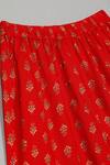 Buy_Saka Designs_Red Rayon Lace, Zari Floral Print Peplum Kurta And Sharara Set