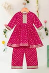 Buy_Saka Designs_Pink Rayon Embroidery, Lace Geometric Print Peplum Kurta And Palazzo Set_at_Aza_Fashions