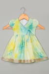 Saka Designs_Blue Georgette, Rayon Sequins Tie-dye Angarkha Set With Palazzo_Online_at_Aza_Fashions