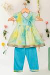 Buy_Saka Designs_Blue Georgette, Rayon Sequins Tie-dye Angarkha Set With Palazzo_at_Aza_Fashions