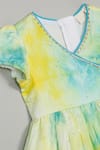 Saka Designs_Blue Georgette, Rayon Sequins Tie-dye Angarkha Set With Palazzo_at_Aza_Fashions