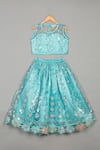 Shop Saka Designs Blue Net, Satin Sequins Embroidered Lehenga And Blouse at Aza Fashions Shop_Saka Designs_Blue Net, Satin Sequins Embroidered Lehenga And Blouse_at_Aza_Fashions
