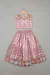 Shop_Saka Designs_Pink Net, Satin Sequins Vine Embroidered Lehenga And Blouse Set_at_Aza_Fashions