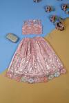 Buy_Saka Designs_Pink Net, Satin Sequins Vine Embroidered Lehenga And Blouse Set_at_Aza_Fashions