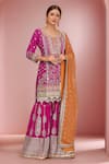 Buy_Samyukta Singhania_Pink Georgette Embroidered Sequin Mirrorwork Embellished Kurta Sharara Set _at_Aza_Fashions