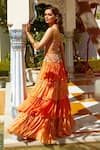 Shop_Nirmooha_Orange Georgette Printed Layered Skirt 