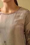 Buy_Samyukta Singhania_Gray Tissue, Cotton, Silk Sequins Round Neck Bloom Print Kurta Pant Set 