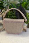 Buy_Soniya G_Rose Gold Beads Moon Shaped Handbag_at_Aza_Fashions