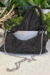 Buy_Soniya G_Black Rhinestones Knot Bag With Chain_at_Aza_Fashions