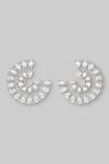 Shop_Zevar By Geeta_White Foil Printing, Diamonds Faux Stud Earrings _at_Aza_Fashions