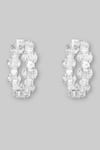 Shop Zevar By Geeta White Foil Printing Faux Diamond Hoop Earrings at Aza Fashions Shop_Zevar By Geeta_White Foil Printing Faux Diamond Hoop Earrings _at_Aza_Fashions
