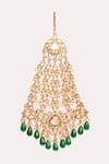 Shop_Zevar By Geeta_Gold Plated Polki Studded Bead Drop Passa _at_Aza_Fashions