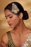 Buy_Zevar By Geeta_Gold Plated Polki Studded Bead Drop Passa _at_Aza_Fashions