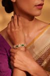 Buy_Zevar By Geeta_Gold Plated Stones, Diamonds Geometric Moissanite And Green Bracelet _Online_at_Aza_Fashions