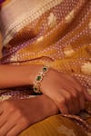Zevar By Geeta_Gold Plated Stones, Diamonds Geometric Moissanite And Green Bracelet _at_Aza_Fashions