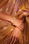 Buy_Zevar By Geeta_Gold Plated Stones, Crystals Moissanite Geometric Bracelet _at_Aza_Fashions