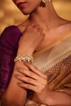 Buy_Zevar By Geeta_Gold Plated Stones, Crystals Moissanite Geometric Bracelet _Online_at_Aza_Fashions