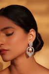 Buy_Zevar By Geeta_White Fabric Flowers, Pearls Floral Cutwork Drop Earrings _Online_at_Aza_Fashions